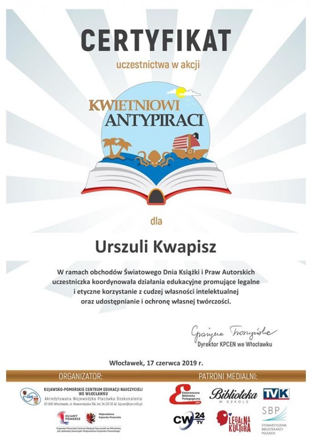 Certyfikat uczestnictwa w akcji
