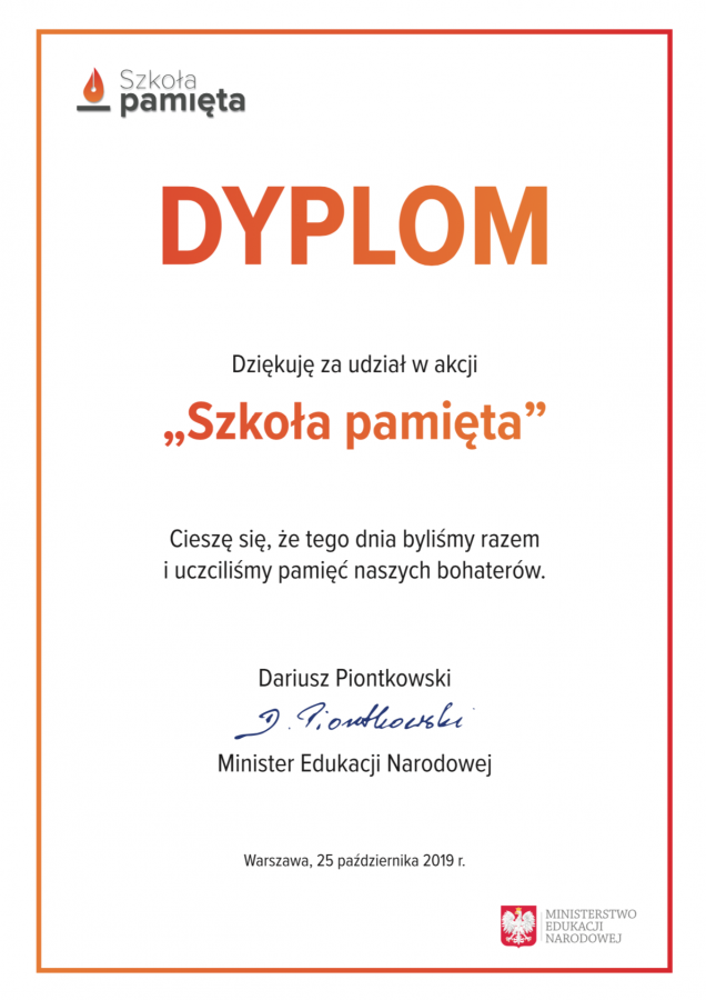 Dyplom za udział w akcji 