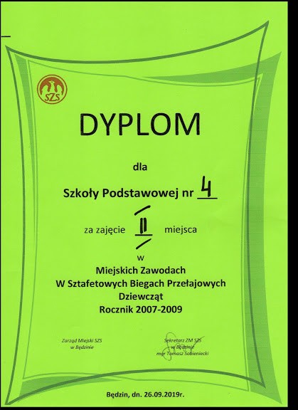  I miejsce i złote medale na Mistrzostwach Będzina Igrzysk Dzieci oraz III miejsce i brązowe medale Igrzysk Młodzieży Szkolnej w sztafetowych biegach przełajowych chłopców oraz II miejsce dziewcząt w tych zawodach 