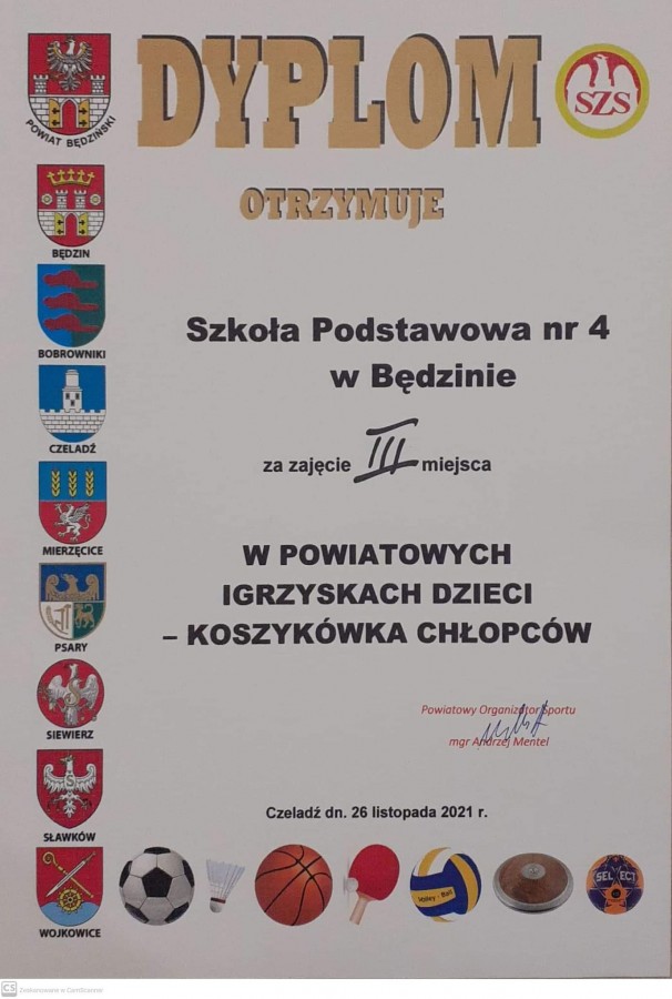 III miejsce w Mistrzostwach Powiatu  Igrzysk Dzieci w mini piłce koszykowej chłopców!!!