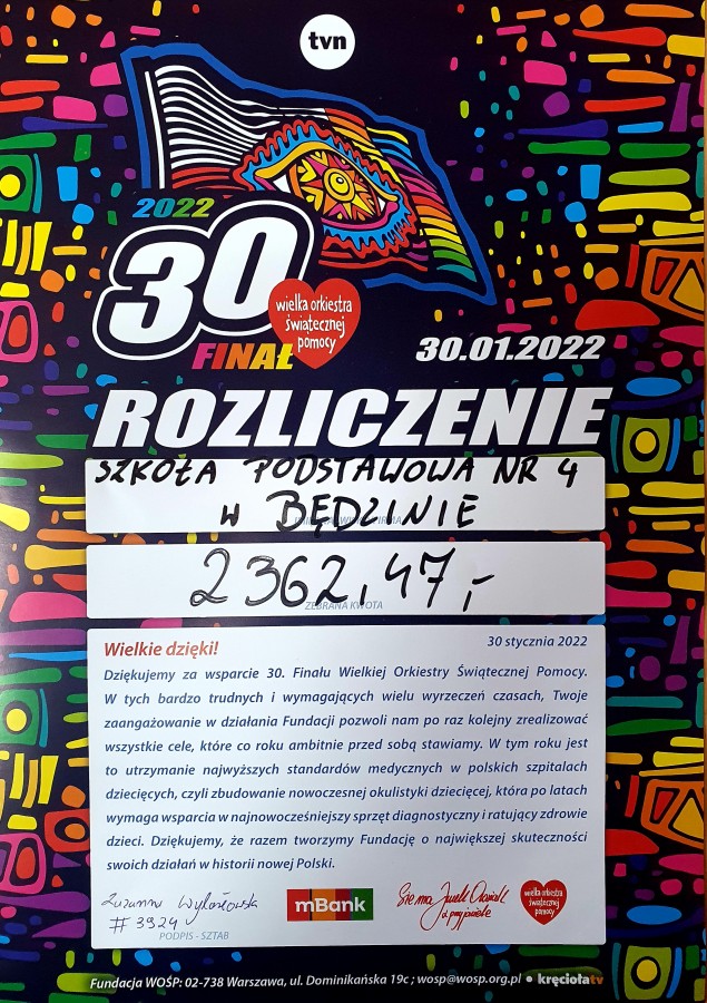 Rozliczenie i podziękowanie!